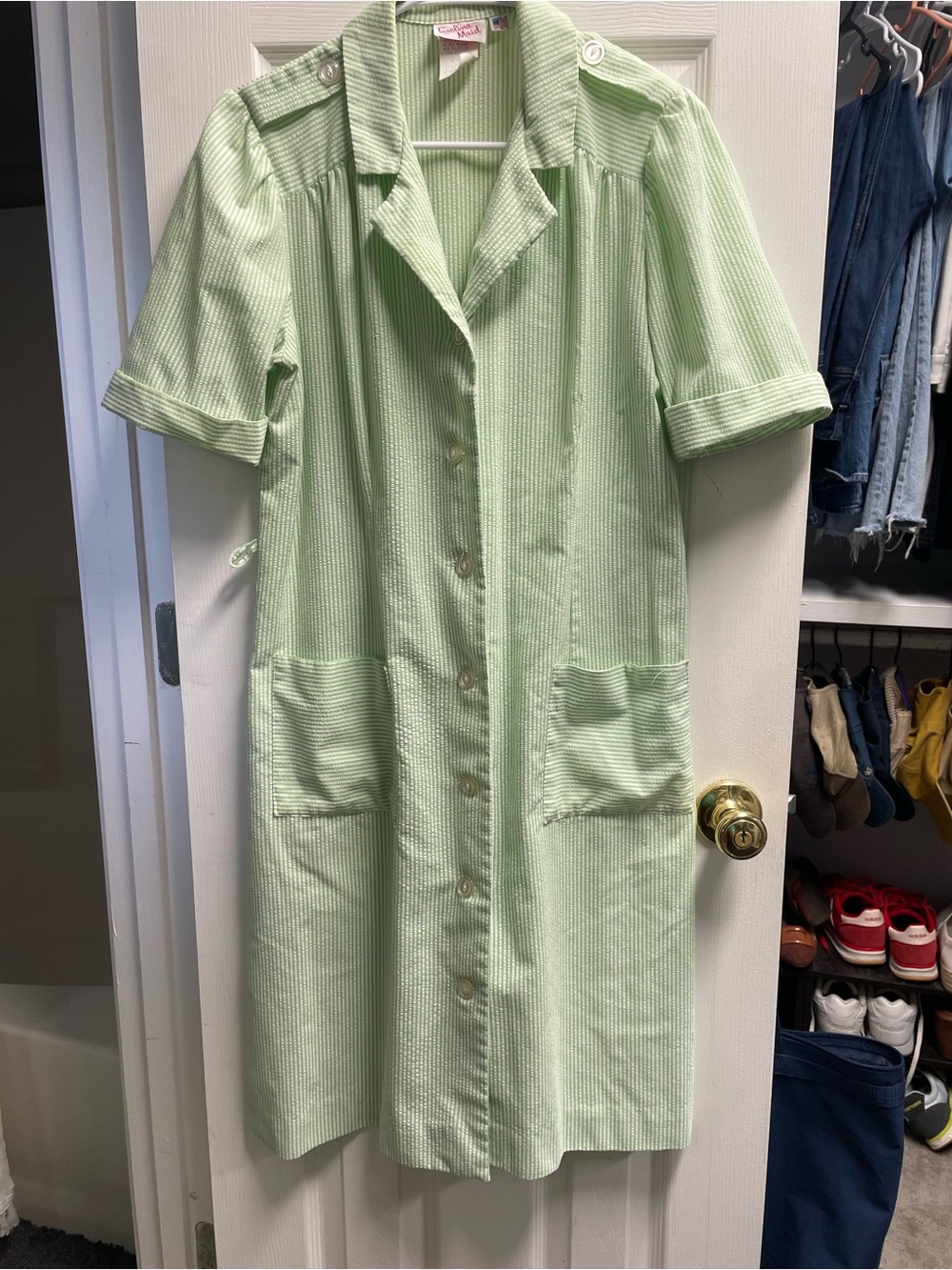 Light Green Button-Front Women's Dress
